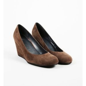 Authentic Stuart Weitzman Brown Suede Wedges